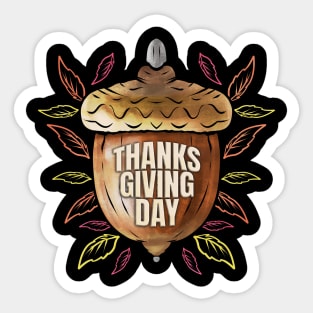 Autumn Acorn Thanks Giving Day Thanksgiving Sticker